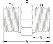 121SS12 3/4-14 27,0 19,0 27,0 1.1/16 6400 121SS16 1-11 1/2 31,9 23,9 34,9 1.3/8 4600 T1 NPT T2 A C (sext.