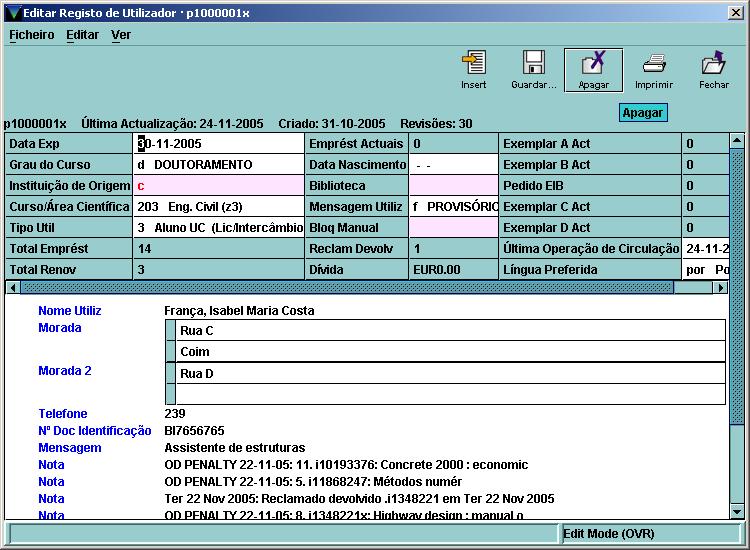 3.2. - Registos Provisórios Podem efectuar-se registos provisórios de utilizador ou de exemplar.