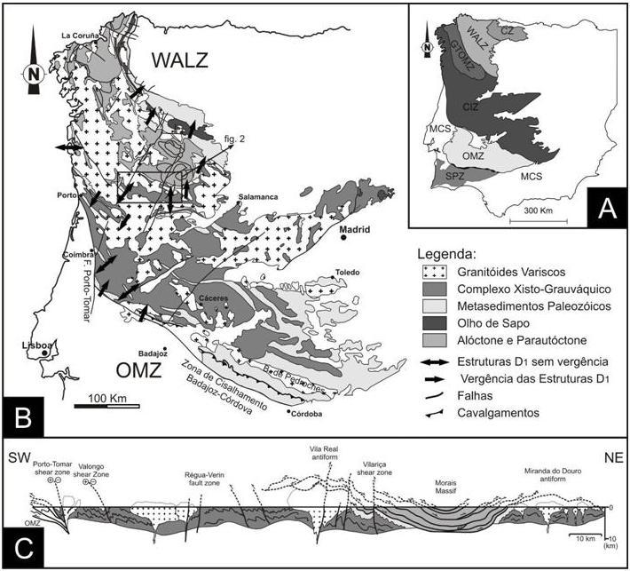 Figura 4 - Diferentes zonas geotecnónicas e Zona Centro Ibérica descrita. (Moreira N, 20