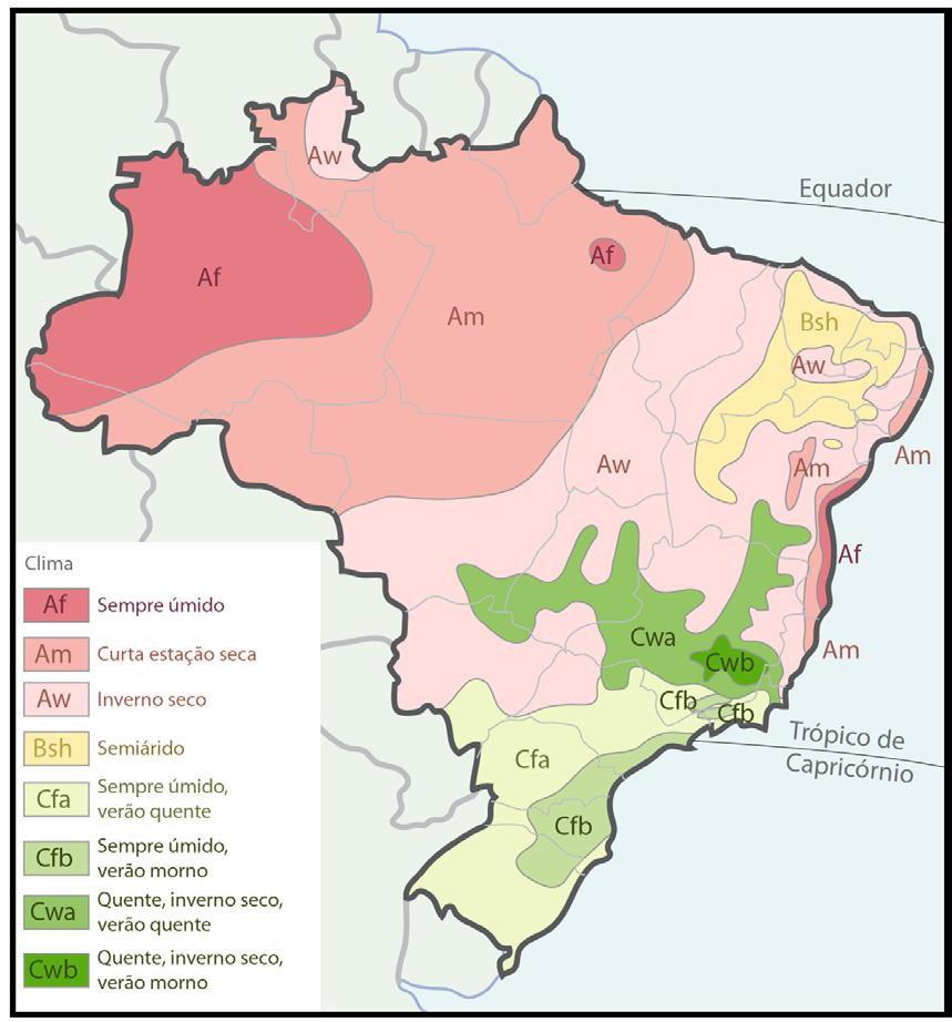 A evolução mensal da temperatura do ar e da precipitação para as capitais do Brasil é mostrada na Figura 11.8.