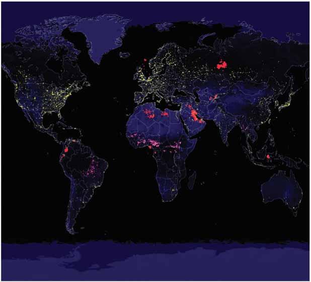 Nasa Figura 5 Planisfério: imagem noturna de satélite. geográfico escolar, identifique a cobertura vegetal dominante nessas áreas.