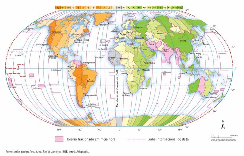 Geografia 5 a série/6 o ano Volume 1 Fuso horário civil Figura 21 Fuso horário civil. IBGE.