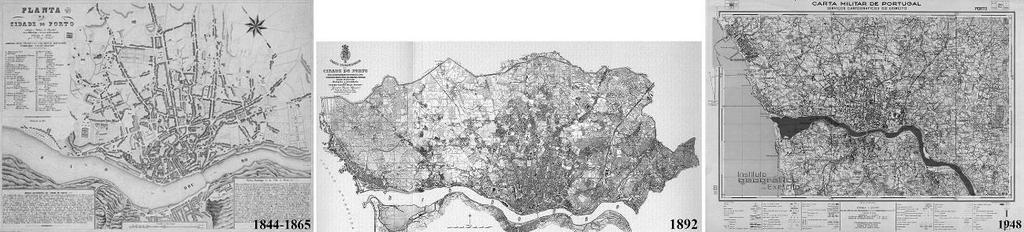 Figura 7.2. Algumas das Cartografias e Ilustrações que servem de apoio ao estudo da Rua Costa Cabral: a Planta de 1844 de Perry Vidal, a Carta Topográfica de A.