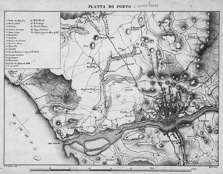 Figura 9.1. Localização da Rua Costa Cabral em cartografia do século XIX (fonte: Biblioteca Nacional, 1830). de onde se extraem os valores das métricas sintáticas.