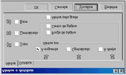 Alinhar e Distribuir CorelDRAW 9 O CorelDRAW permite mover os objetos de forma controlada nos sentidos horizontal e vertical, distribuindo-os sobre a área selecionada ou sobre a página inteira.