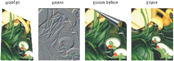 são: rotação 3D, cilindro, relevo, enrolar