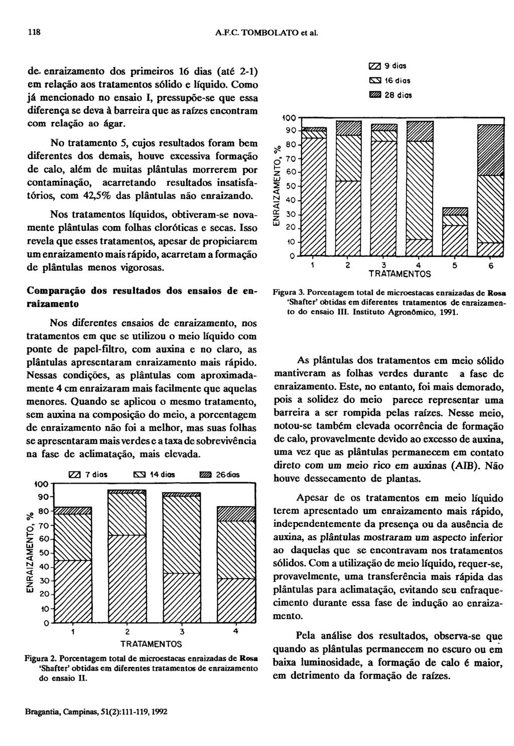 de. enraizamento dos primeiros 16 dias (até 2-1) em relação aos tratamentos sólido e líquido.