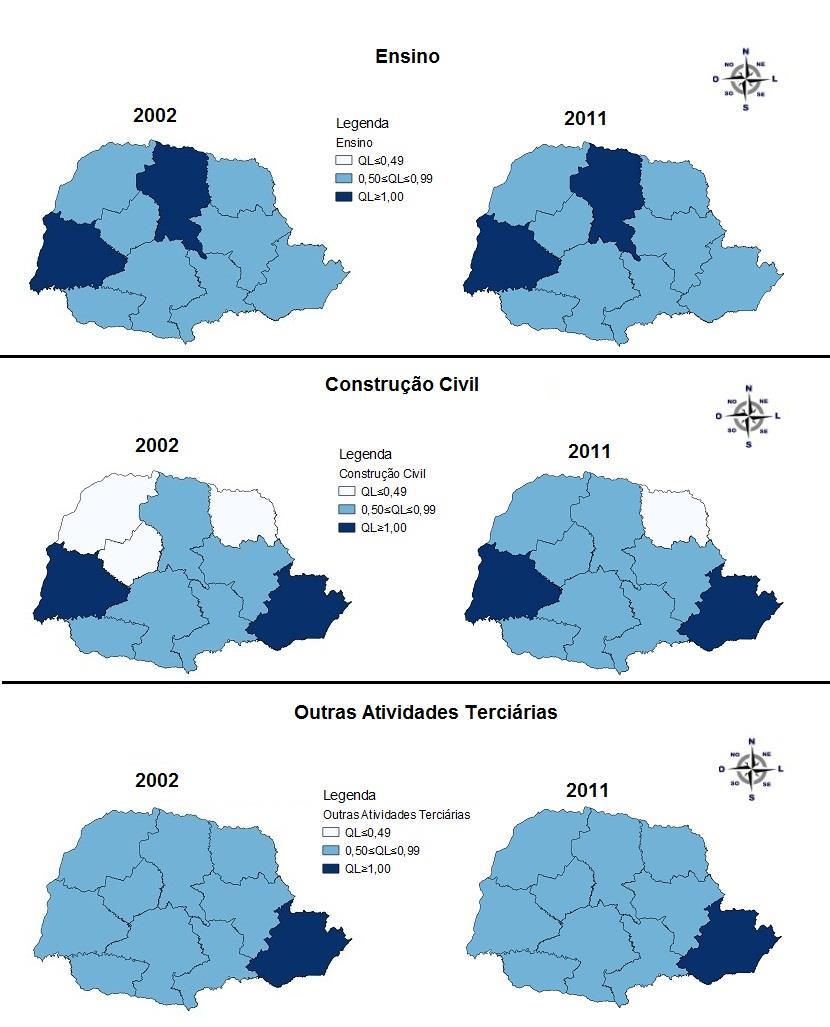 O setor da Agricultura, assim como a Indústria Tradicional, é a atividade mais dispersa do estado do Paraná dentre as demais atividades analisadas.