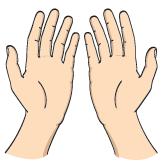 6 Friccione o polegar direito, com o auxílio da palma da mão esquerda (e