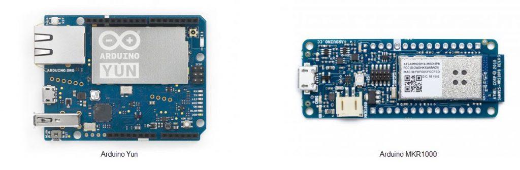 Oficialmente podemos encontrar duas placas preparadas para nos ligarmos à Internet, o Arduino Yun e o Arduino MKR1000.