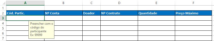 Instruções de preenchimento: Passo 1: Preencher a coluna A