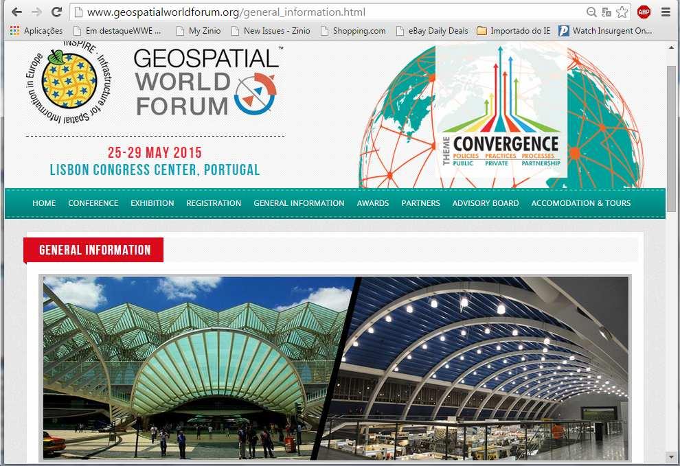 Informações Conferência INSPIRE GeoSpatial World Forum, 25 29 de maio 2015 nº de apresentações de PT -30 nº de workshopsde PT -4 Workshop