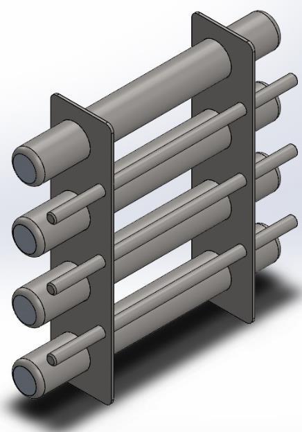 Modelo A(mm) B(mm) Qtde tubos 150x150 150 150 3 200x200 200 200 4 250x250 250 250 5 300x300 300 300 6 350x350 350 350 7 400x400 400 400 8 450x450 450 450 11 500x500 500 500 10 600x600 600 600 12 c)