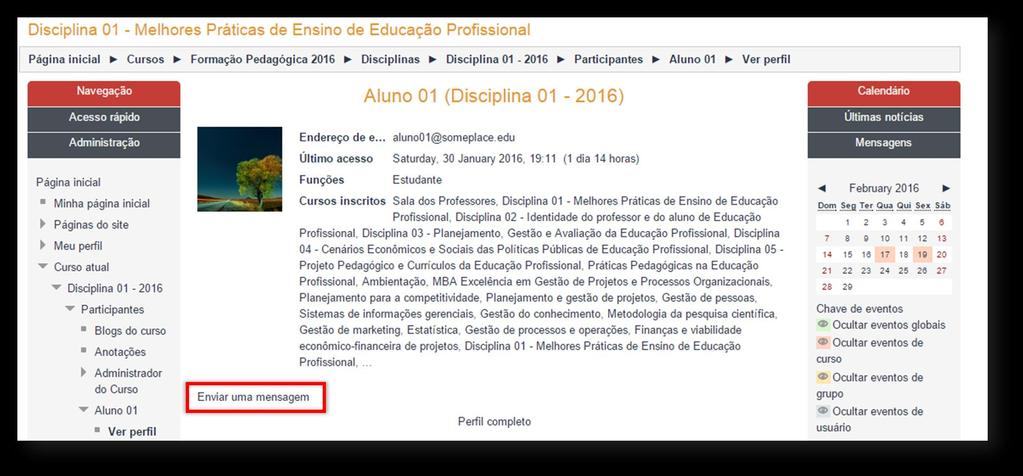 uma mensagem. 6. Você acessará a página de perfil do usuário.