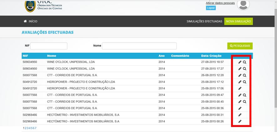 Ver os resultados da simulação realizada: carregando na lupa do lado direito das informações sobre a simulação.