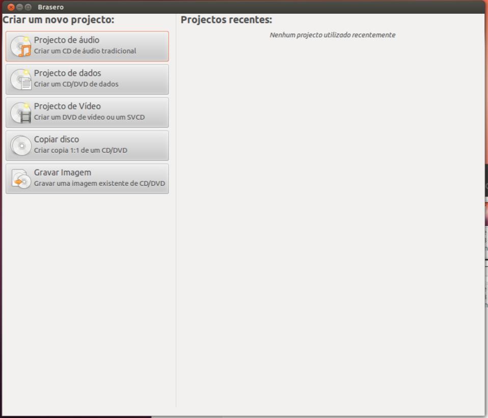 Principais aplicações do Linux Brasero Gravador