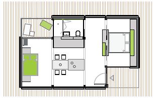 Entre os tipos se destacam 3: Tipo 1: espaços internos livres e área de estar na varanda.