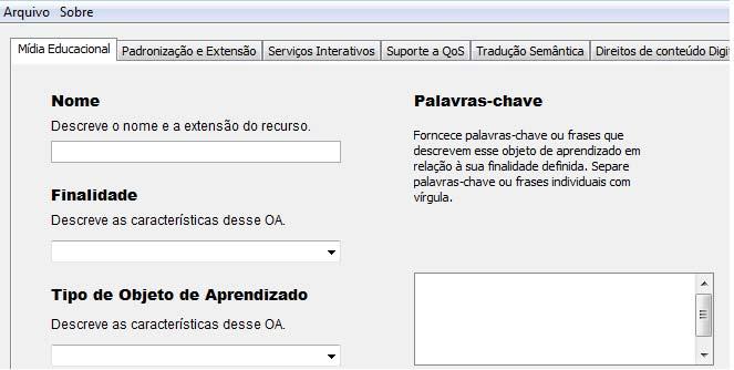 Figura 6. T-SCORM ADAPTER. A Figura 7 apresenta um cenário de uso da ferramenta T-SCORM ADAPTER para alterar o imsmanifest.xml aplicando apenas um elemento da extensão. Figura 7. Cenário de uso do T-SCORM ADAPTER Como pode ser visto na Figura 7, no passo 1, o usuário seleciona o menu Arquivo- Importar Manifest.