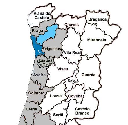 Figura 6 Proximidade aos estabelecimentos de Cardiologia Guimarães Porto Vê-se então que as regiões de Porto e Lisboa apresentam um indicador de proximidade claramente superior a todas as restantes