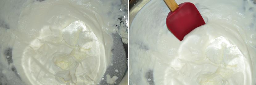 Agora adicione à mistura o sour cream e incorpore tudo delicadamente, para que tudo
