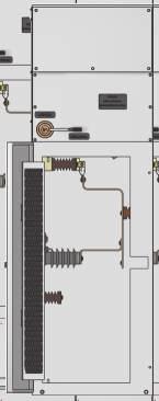 características - 17,5kV - NBI 95kV/24,0kV - NBI 125kV, provida de contatos auxiliares, bloqueio mecânico kirk, cadeado e contatos auxiliares; [1 Dispositivo tripolar de aterramento tipo HT, que