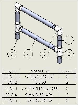 . APOIO SUPERIOR MONTAGEM DO APOIO SUPERIOR -Passo 1: Junte o cano de 62 mm com a conexão T como mostrado na figura