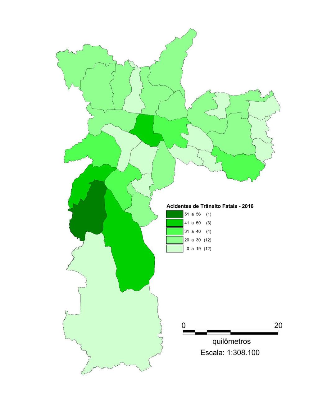 Acidentes de trânsito fatais em São Paulo 2016 Acidentes fatais por prefeitura regional Mapa 4 Relatório anual de acidentes de trânsito - 2016 Perus 23 Pirituba 27 Butantã 36 Campo Limpo 46