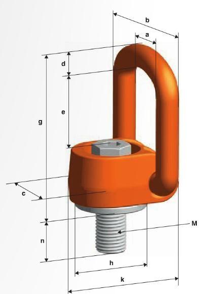 Olhais de Elevação Rotativos modelo AW Características: Disponíveis em Rosca Métrica e Rosca UNC; Todos os Componentes em Aço de Liga Temperado e Revenido; Olhal com rotação total (360º) para definir