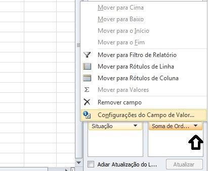 E para que serve o primeiro quadrado da tabela dinâmica especificado como filtro?