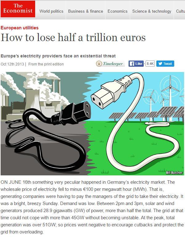 Europa (The Economist) Geradores convencionais produzem menos e
