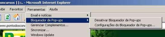 O bloqueador de pop-ups pode ser habilitado no menu Ferramentas -> Bloqueador de Pop-ups do Internet Explorer. Gabarito: item errado. 57.