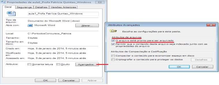 Figura. Atributos de arquivos, no Windows 7 Figura.