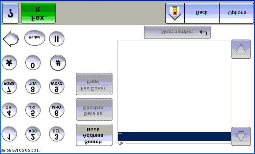 Fax 9 Fax Segue abaixo uma captura de tela de uma interface de usuário de fax padrão. Digitalizando para fax 1 Coloque o documento no ADF ou no vidro do scanner e toque no ícone Fax.