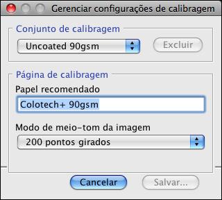 CALIBRAGEM 47 Papel recomendado e configurações de impressão É possível verificar o papel recomendado e as configurações de impressão de um perfil de saída específico utilizando o Profile Manager e o