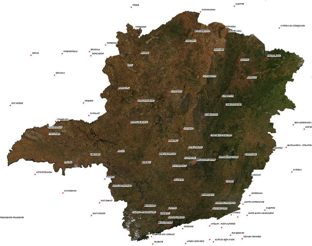 Mapas decendiais da evapotranspiração de referência (ETo) para Minas Gerais 11 Figura 1. Localização das estações meteorológicas convencionais do INMET Figura 1.