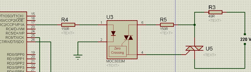 O objetivo do optoacoplador é realizar o isolamento entre duas partes do circuito, o circuito de controle e o circuito conversor de potência (Triac).