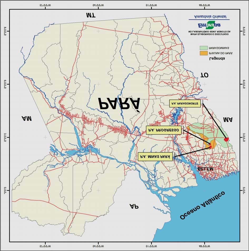Figura 1 - Localização do assentamento PA Paragonorte, no município de Paragominas (PA). Fonte: Embrapa Amazônia Oriental. Laboratório de Sensoriamento Remoto (2011).
