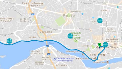GoogleMaps mit Albergen-Eintrag Auf steht die Caminho Portugues-Tour á la HelloWorld als zweiteilige GoolgeMap für den mobilen Einsatz zur Verfügung.