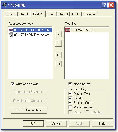 Capítulo 6 Configuração dos módulos no software RSNetWorx para DeviceNet Guia de dados de E/S Você pode colocar o módulo 1791DS na lista de varredura de um scanner