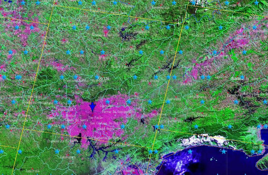 Localização das imagens CBERS-2b CCD e HRC