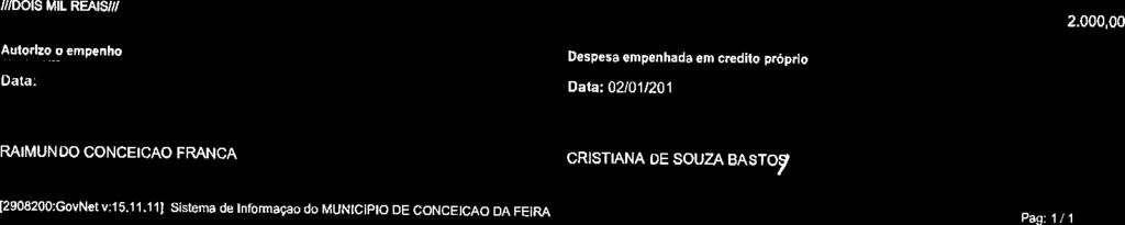 SILVEIRA MARTINS, N 355 CNPJ/CPF: 33000118000500 NIT/PIS/PASEP: Cidade: Conceicao da Feira CLASSIFICAÇÃO Programa Trabalho: