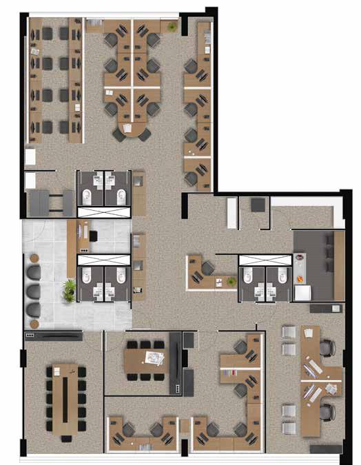 sugestão de layout para junção de 4 salas (132 m 2 ) sugestão de layout para junção de 6 salas (214 m 2 ) plantas sem escala A junção de duas ou mais unidades é mera sugestão; as unidades serão