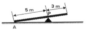 a) 1,0 m b) 1,5 m c) 2,0 m d) 2,5 m e) 3,0 m 4. A figura representa uma barra rígida homogênea de peso 200N e comprimento 5m, presa ao teto por um fio vertical.