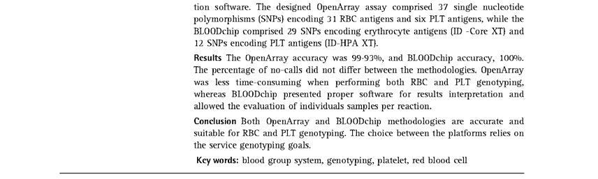 Comparison of two high-throughput platforms for red blood cell and