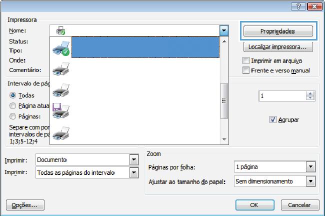 verso automática ou se a unidade dúplex estiver desativada. 1. No menu Arquivo do programa de software, clique em Imprimir. 2.