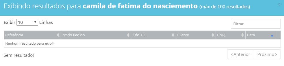 Busca não encontrada Caso não localize o cliente, é porque o