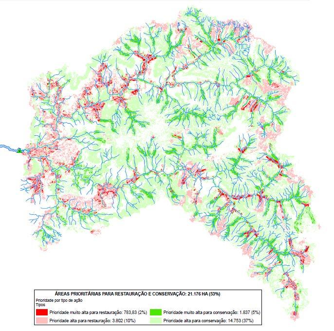 ÁREA PARA CONSERVAÇÃO E RESTAURAÇÃO Conservação Restauração (ha) Prioridade ha % ha % Muito Alta 1.
