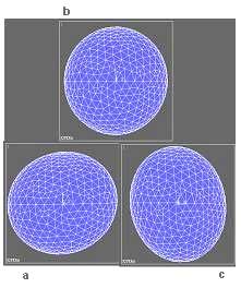 Figura 5.: Instantâneos do movimento da esfera sómente à freqüência do modo quadrupolo de 39, Hz.