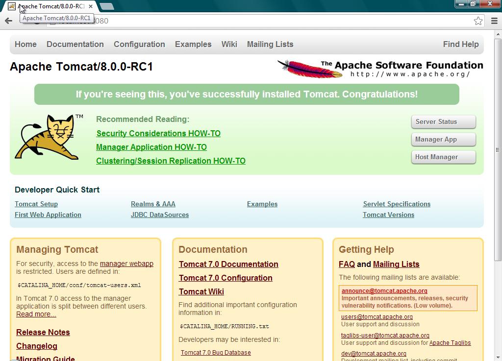 Se abriu a página acima, a instalação do Apache Tomcat foi um sucesso. Agora vamos começar o processo de instalação do DSpace.