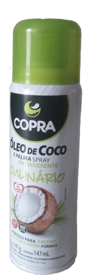 Óleo de Coco em Spray Copra É uma opção prática e econômica para uso na cozinha. Com ele é fácil untar formas, assadeiras, chapas e panelas, inclusive as de teflon.